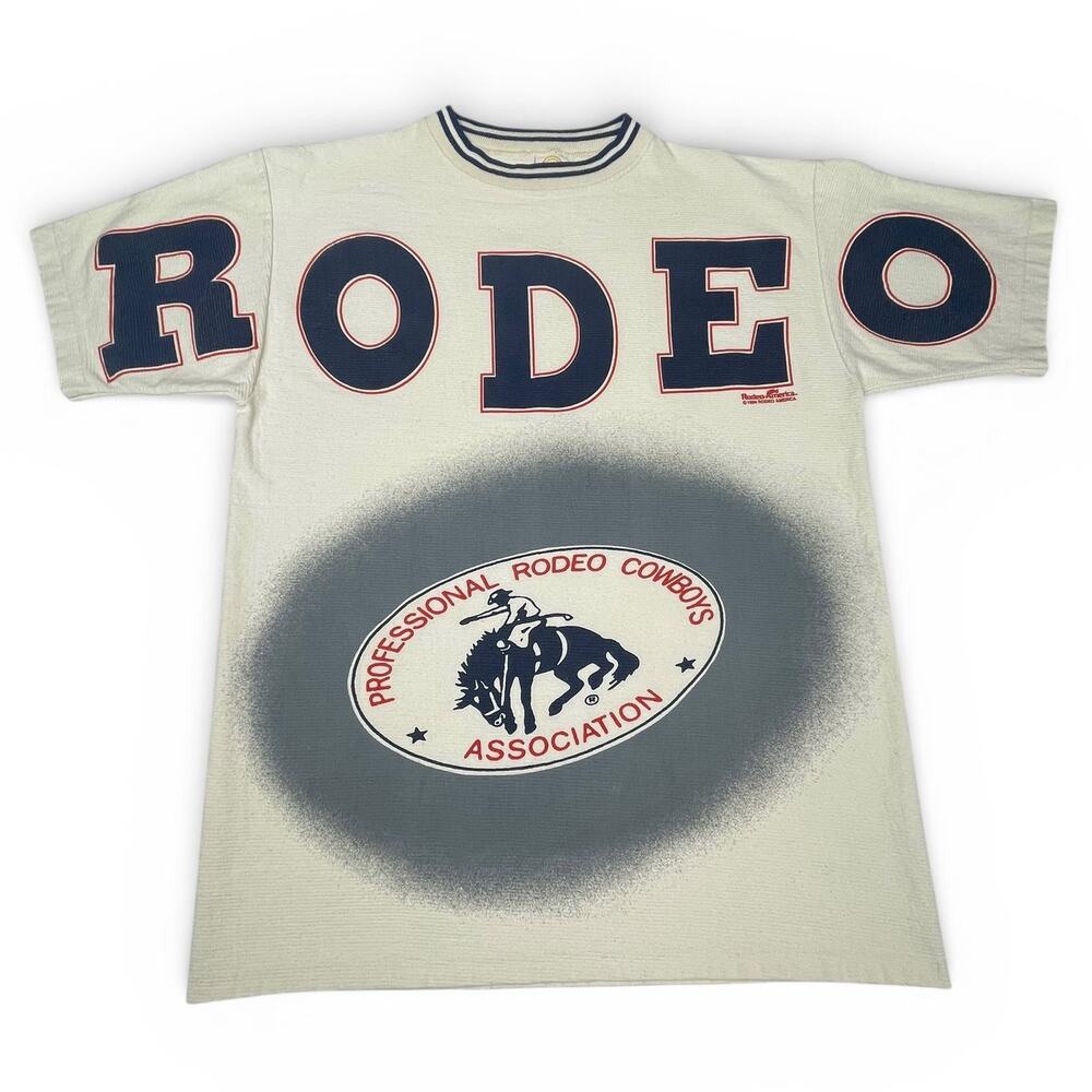 VTG 1994 PRCA Rodeo T-Shirt Adult Large - All Over Print - Cal Cru Made in USA